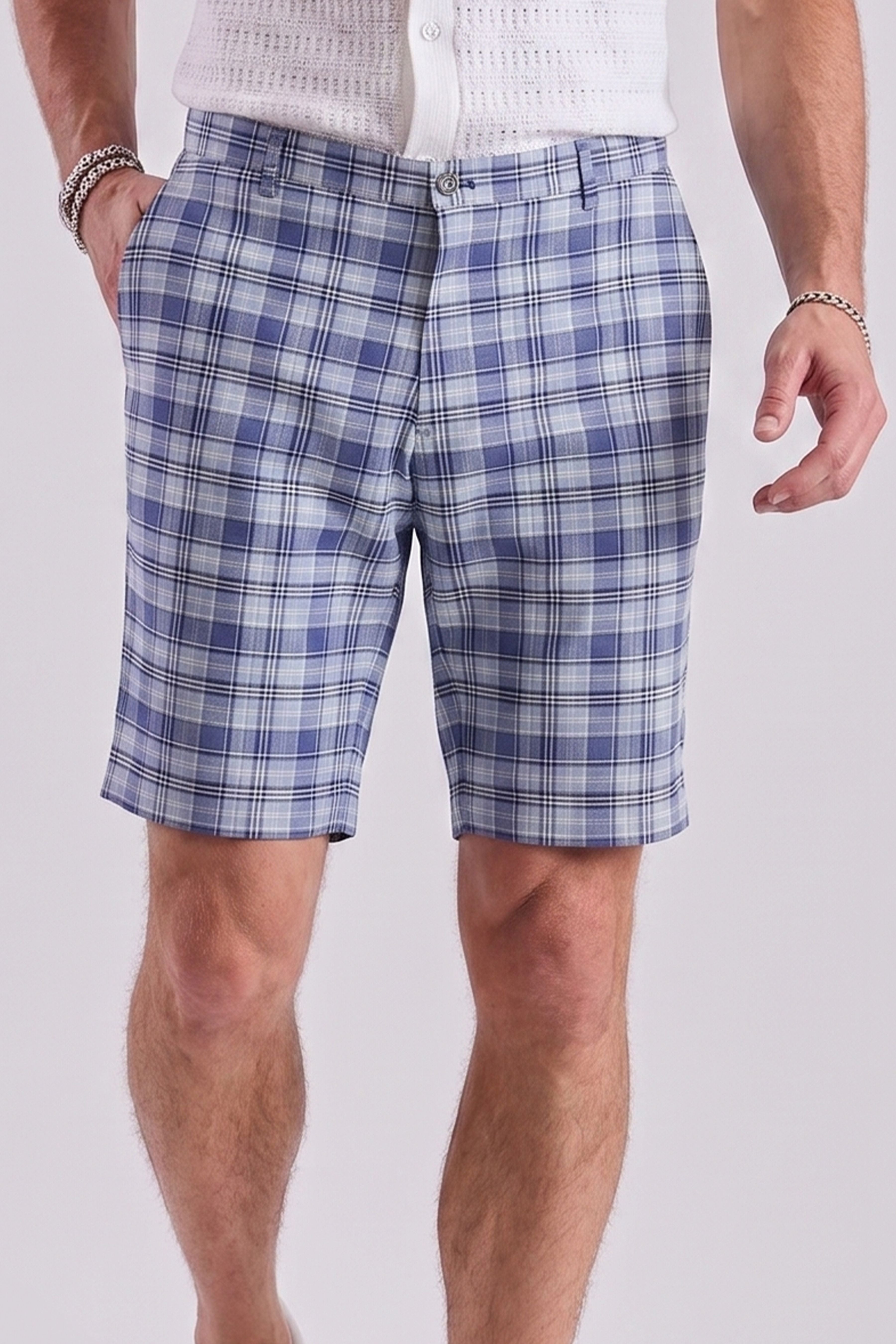 Felix Shorts - slim - Blue Madras Check