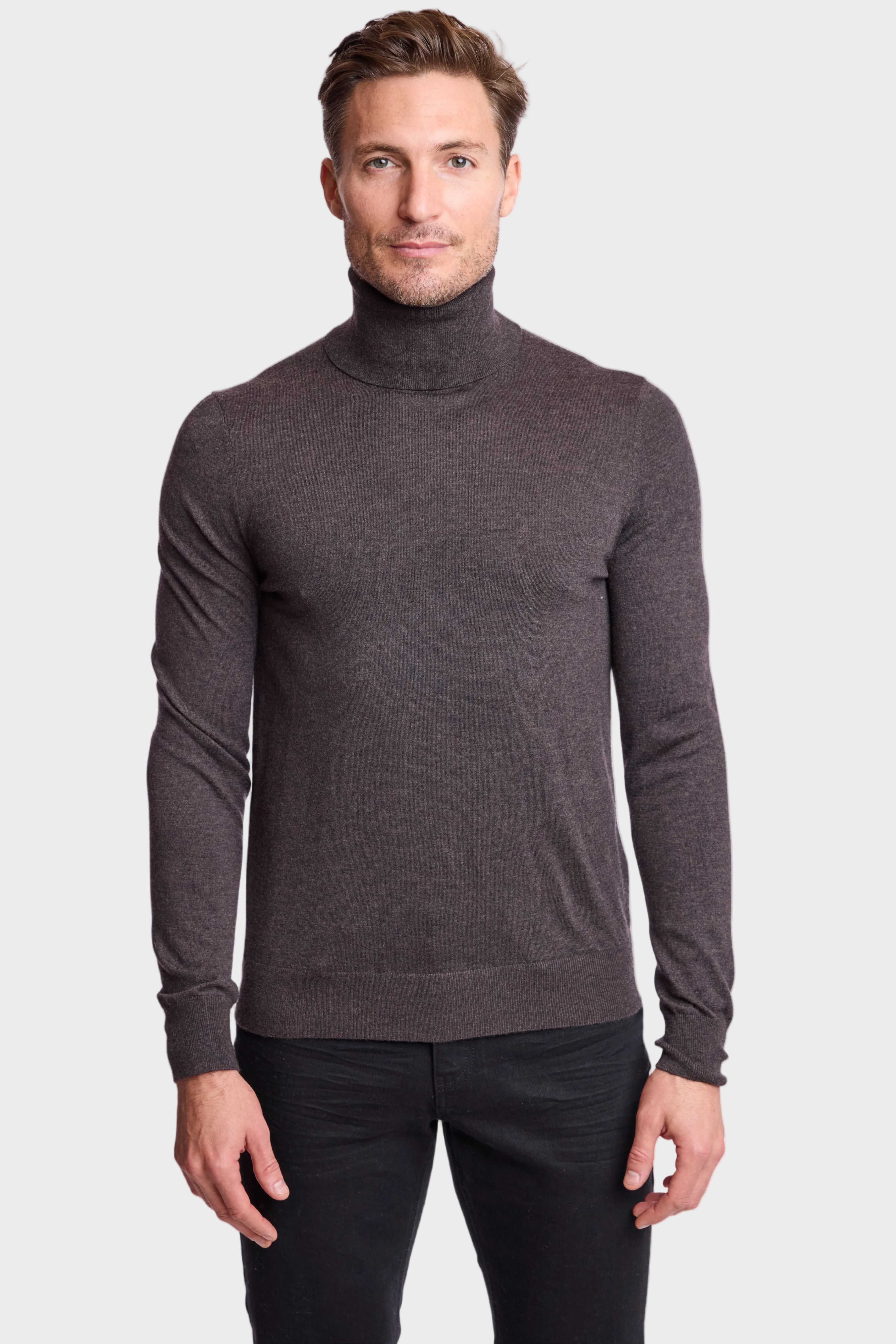 Luxe Fine Gauge Turtleneck - Hershey Brown