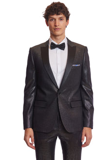  Grosvenor Peak Tux Jacket - slim - Black Silver Knit