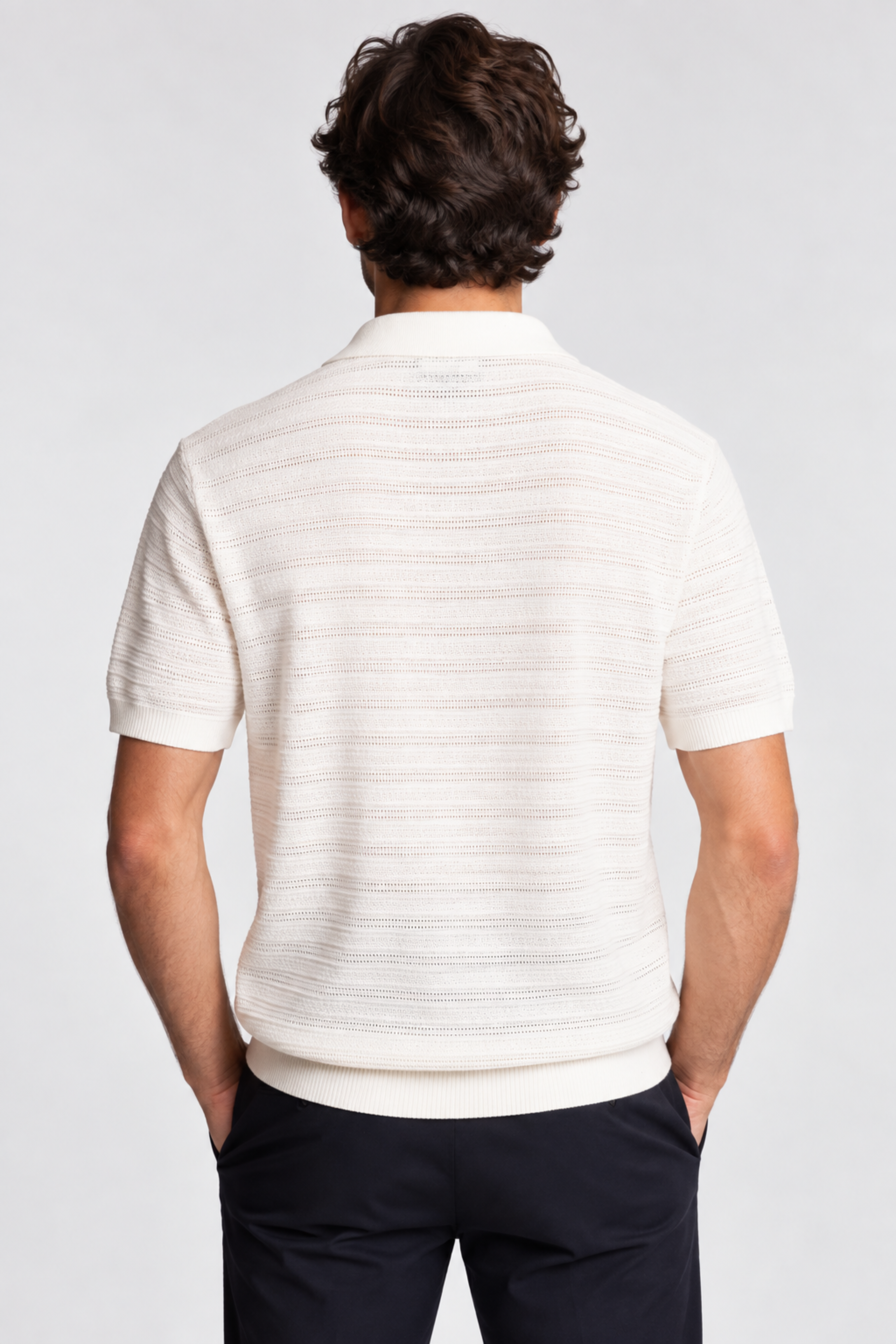 Johnny Collar 2 Tone Polo - Cream & White