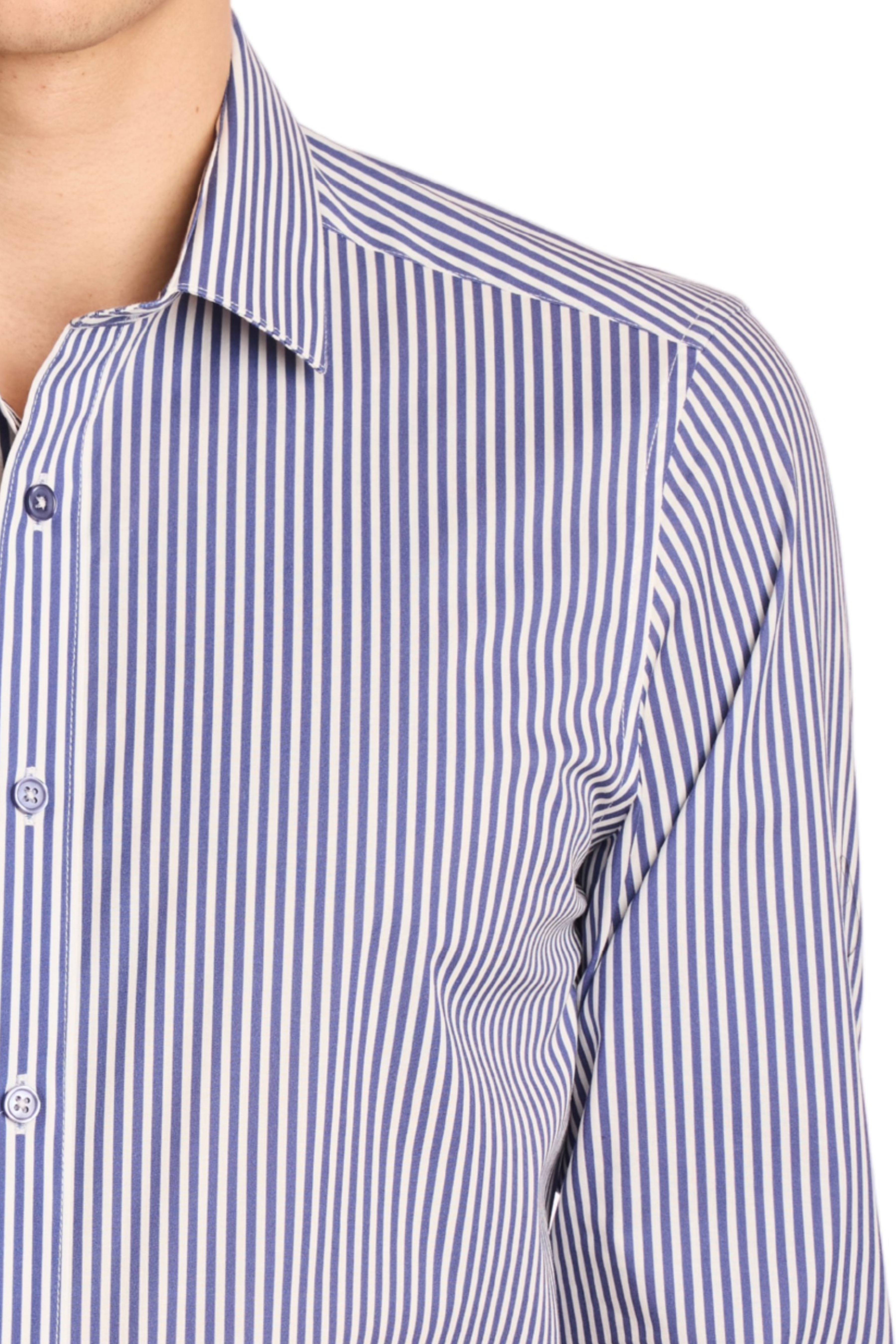 Samuel Spread Collar Shirt - Future Dusk Stripes