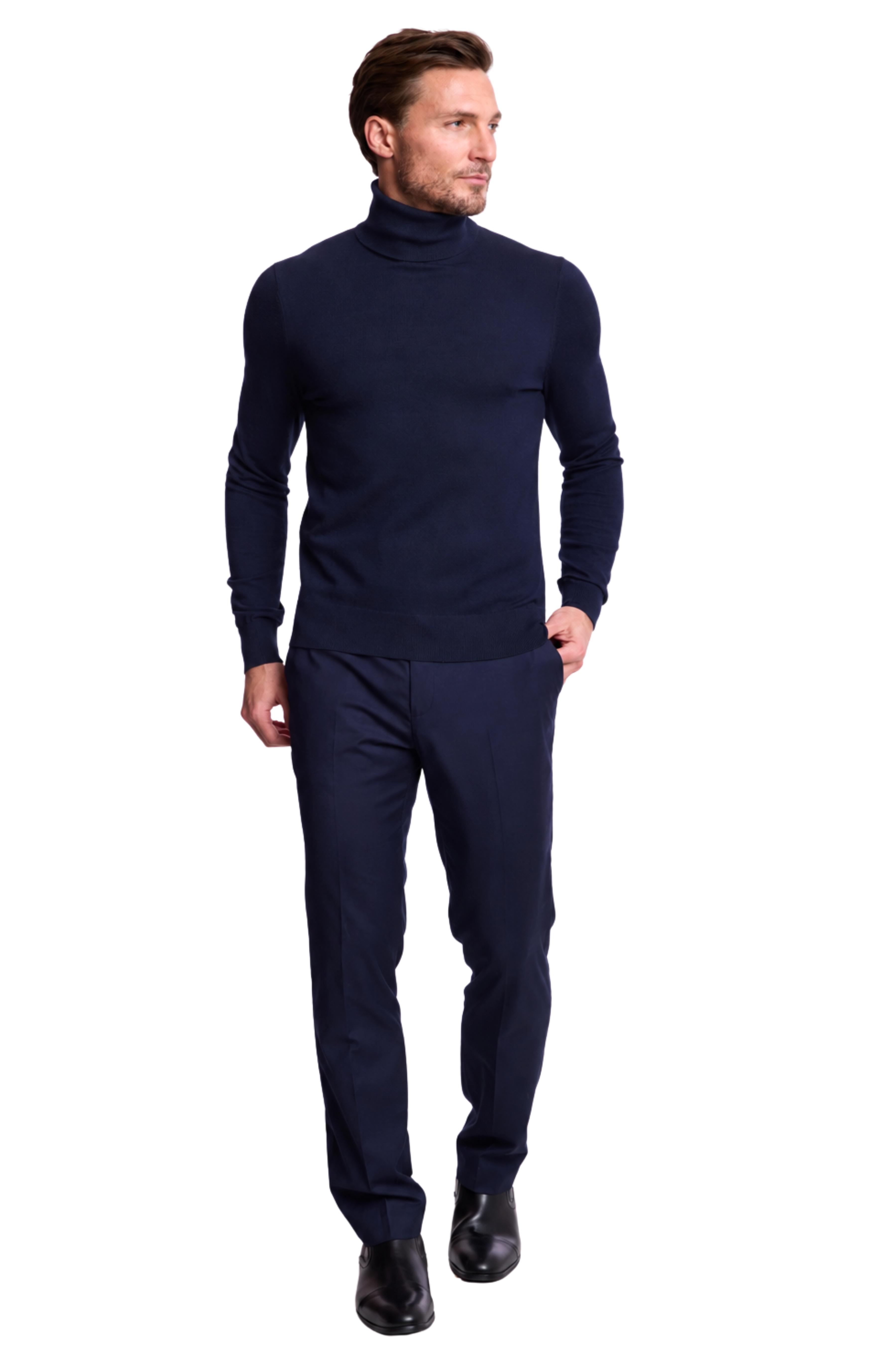 Luxe Fine Gauge Turtleneck - Navy