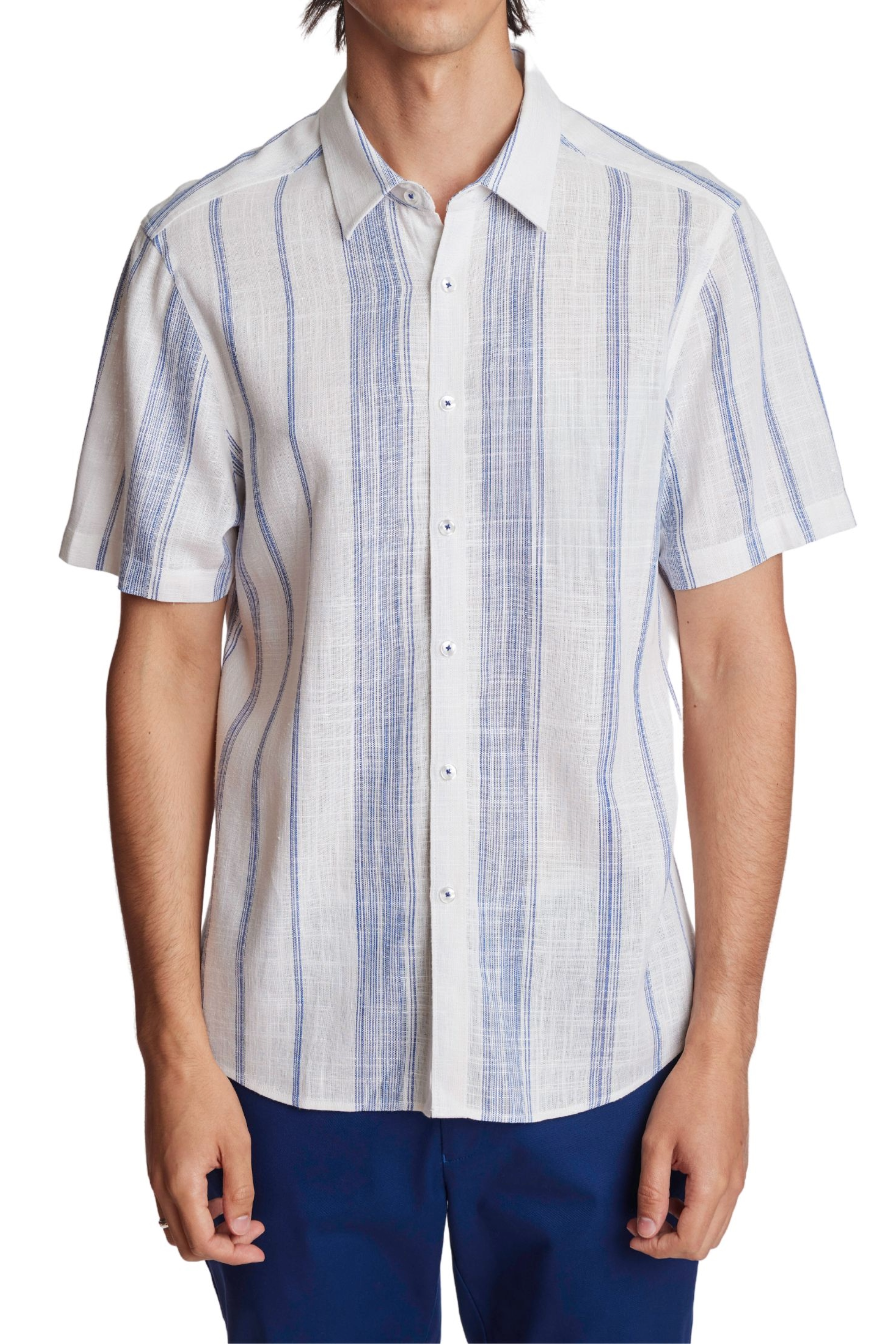 Soleil S/S Shirt - White & Blue Variegated