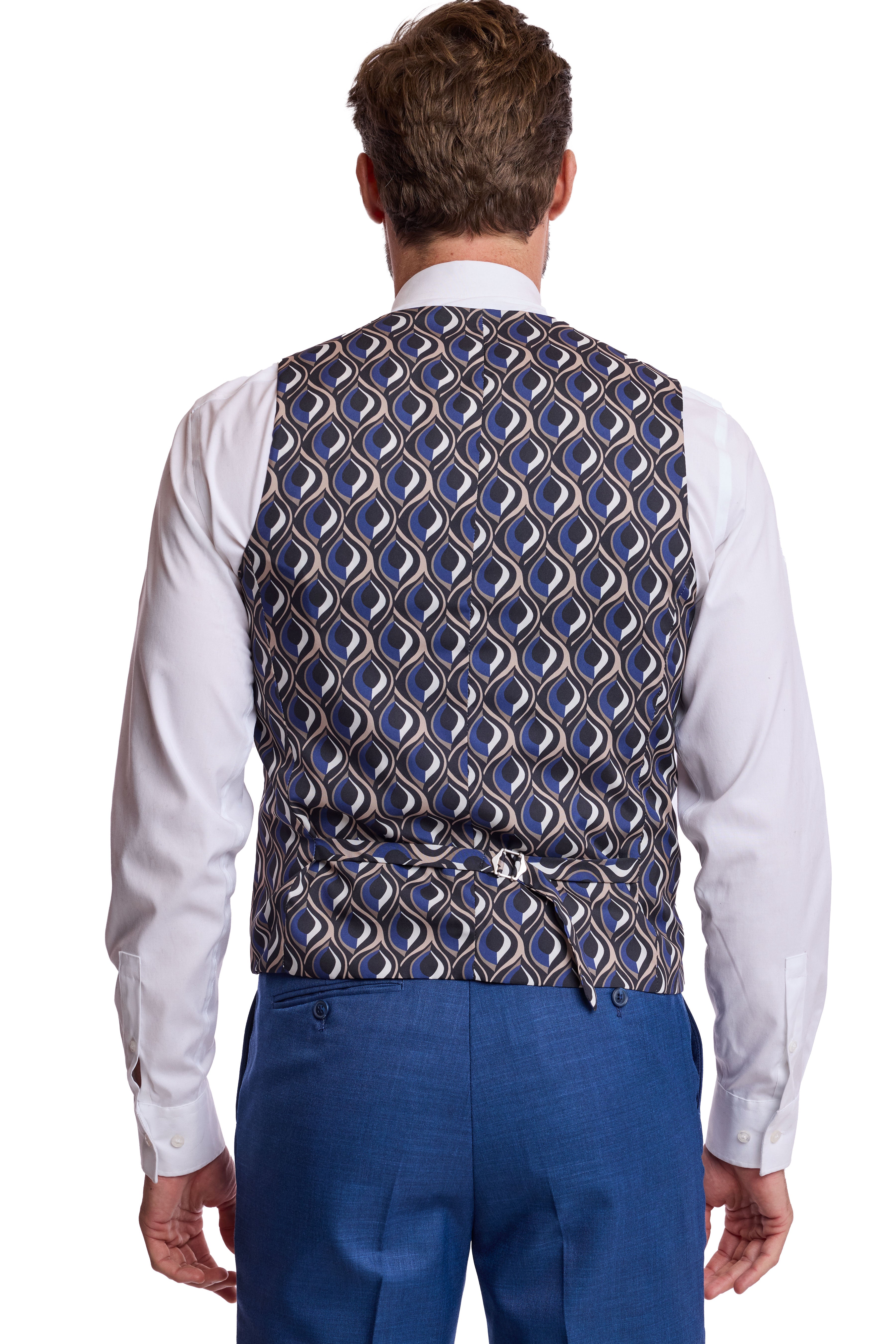 Modern Fit - Eaton 5 Button Vest - Dark Blue Shark