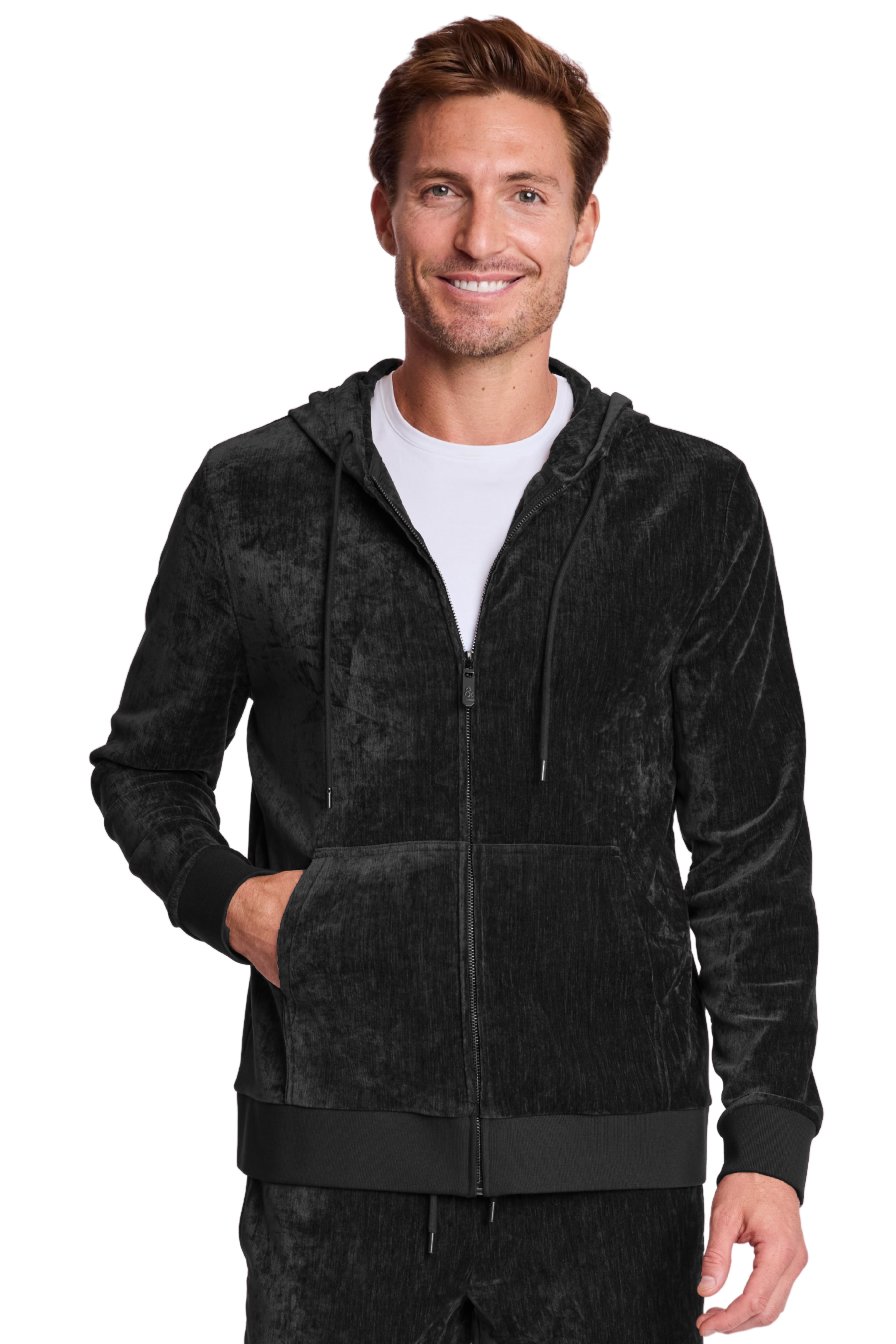 Velvet Zip-Up Hoody - Black Velvet