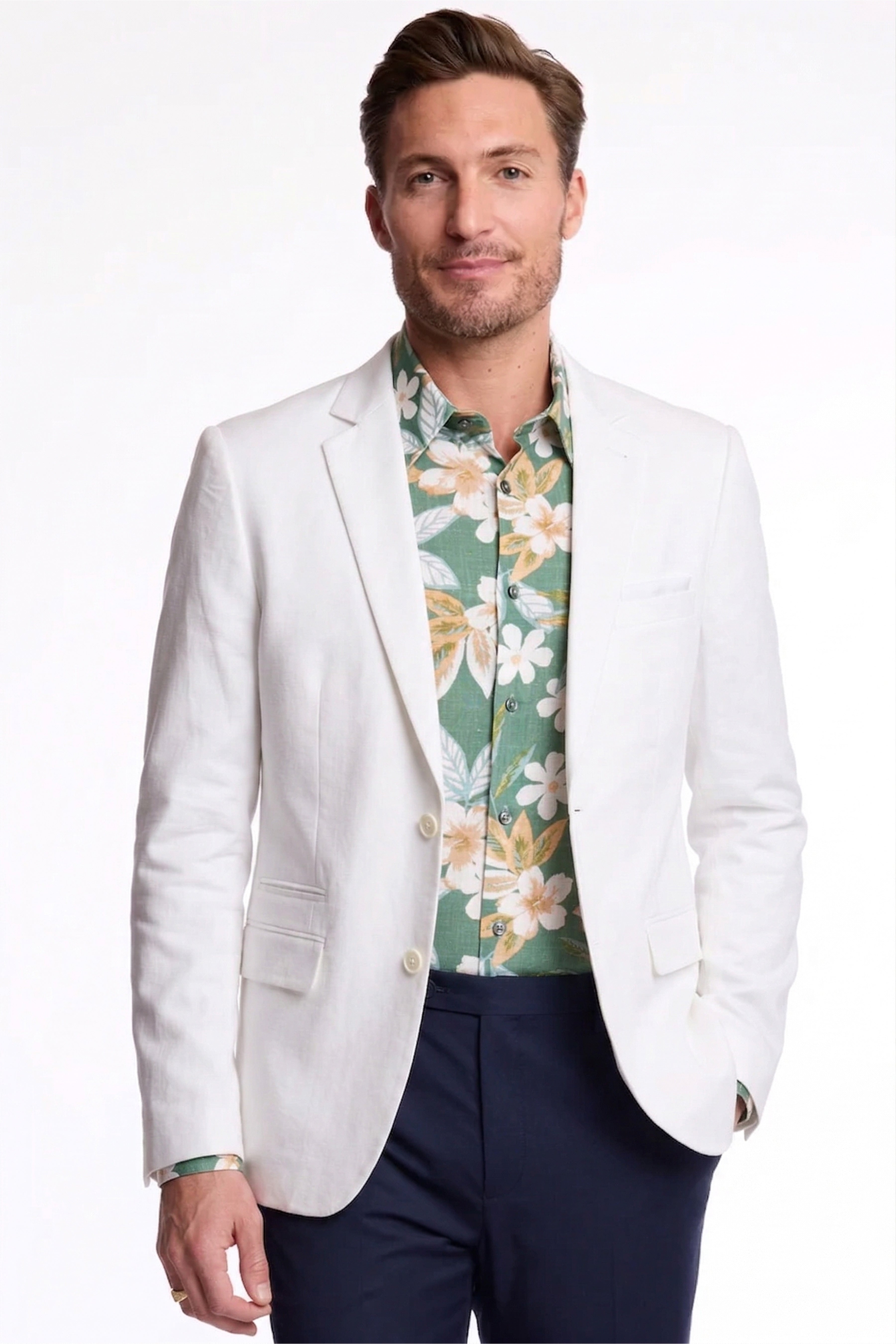 Dover Notch Jacket - slim - White Linen