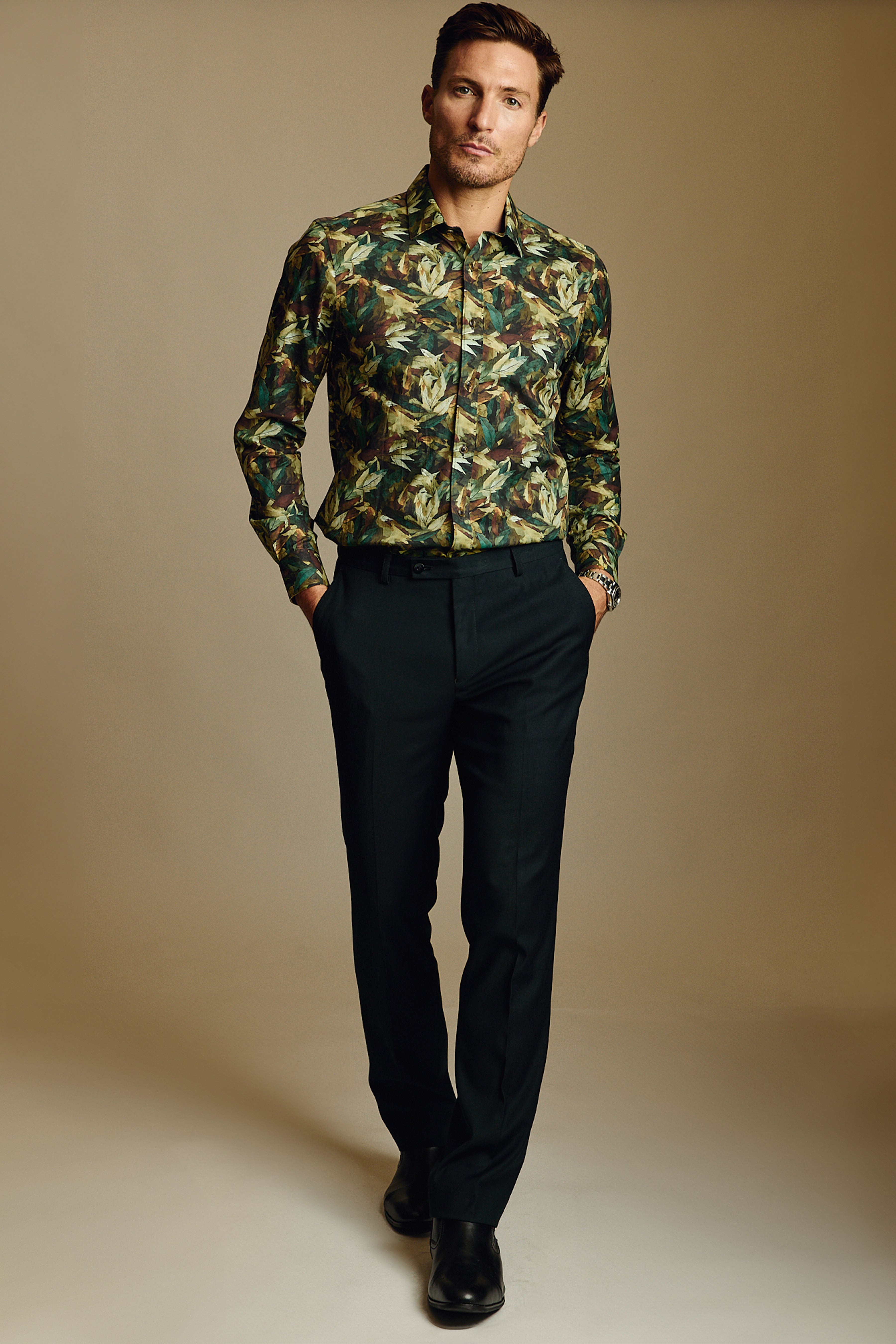 Samuel Spread Collar Shirt - Autumn Leaves