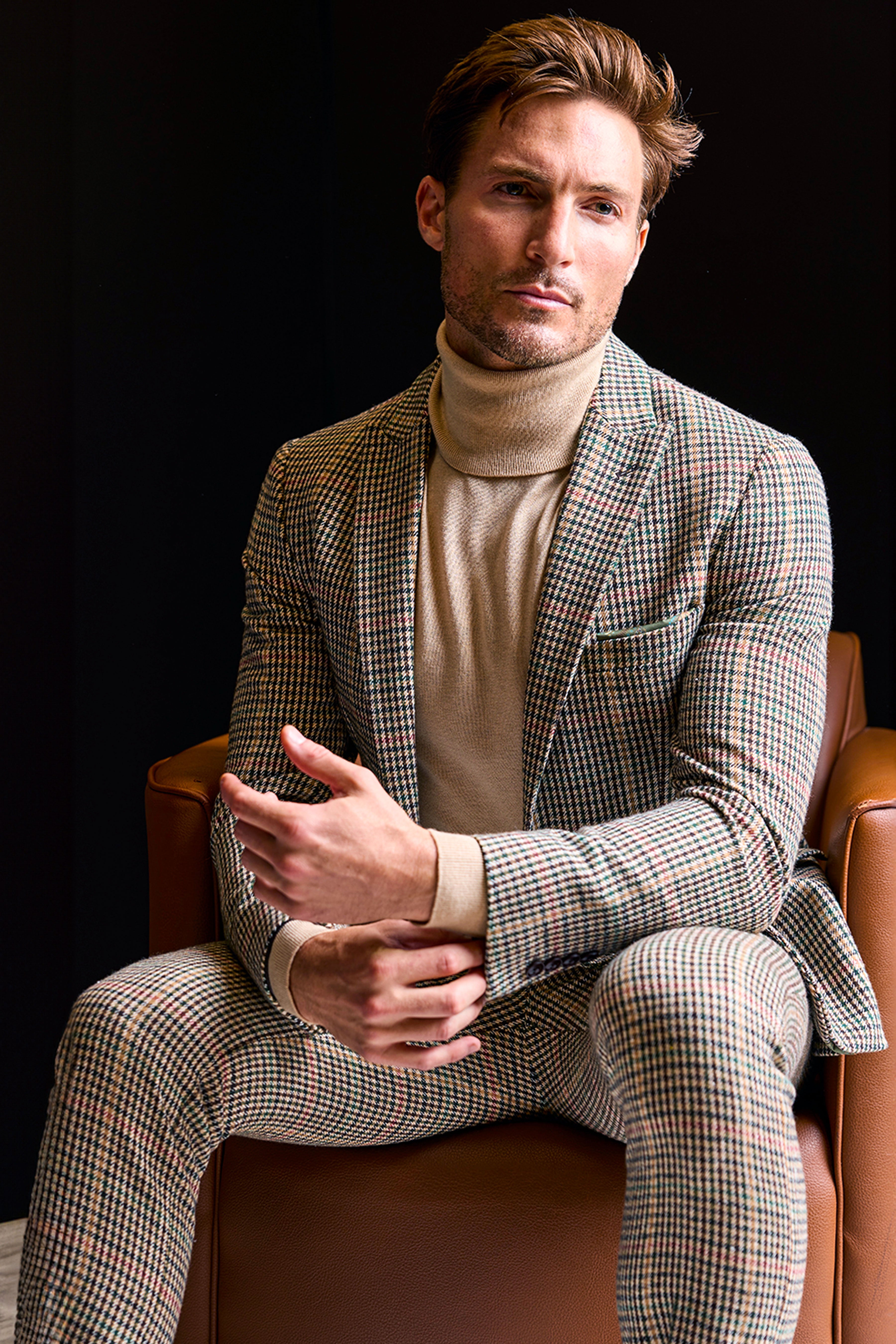 Ashton Peak Jacket - slim - Green Multi Houndstooth