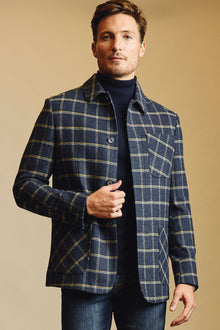  New City Button Up Jacket - Blue Mustard White Windowpane