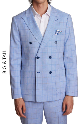 Big & Tall Soho Peak DB Jacket - Blue Double Check