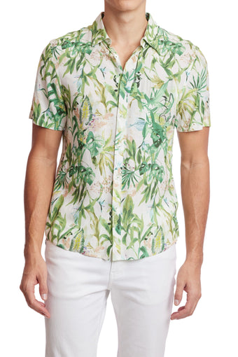 Soleil S/S Shirt - Green Yellow Tropics