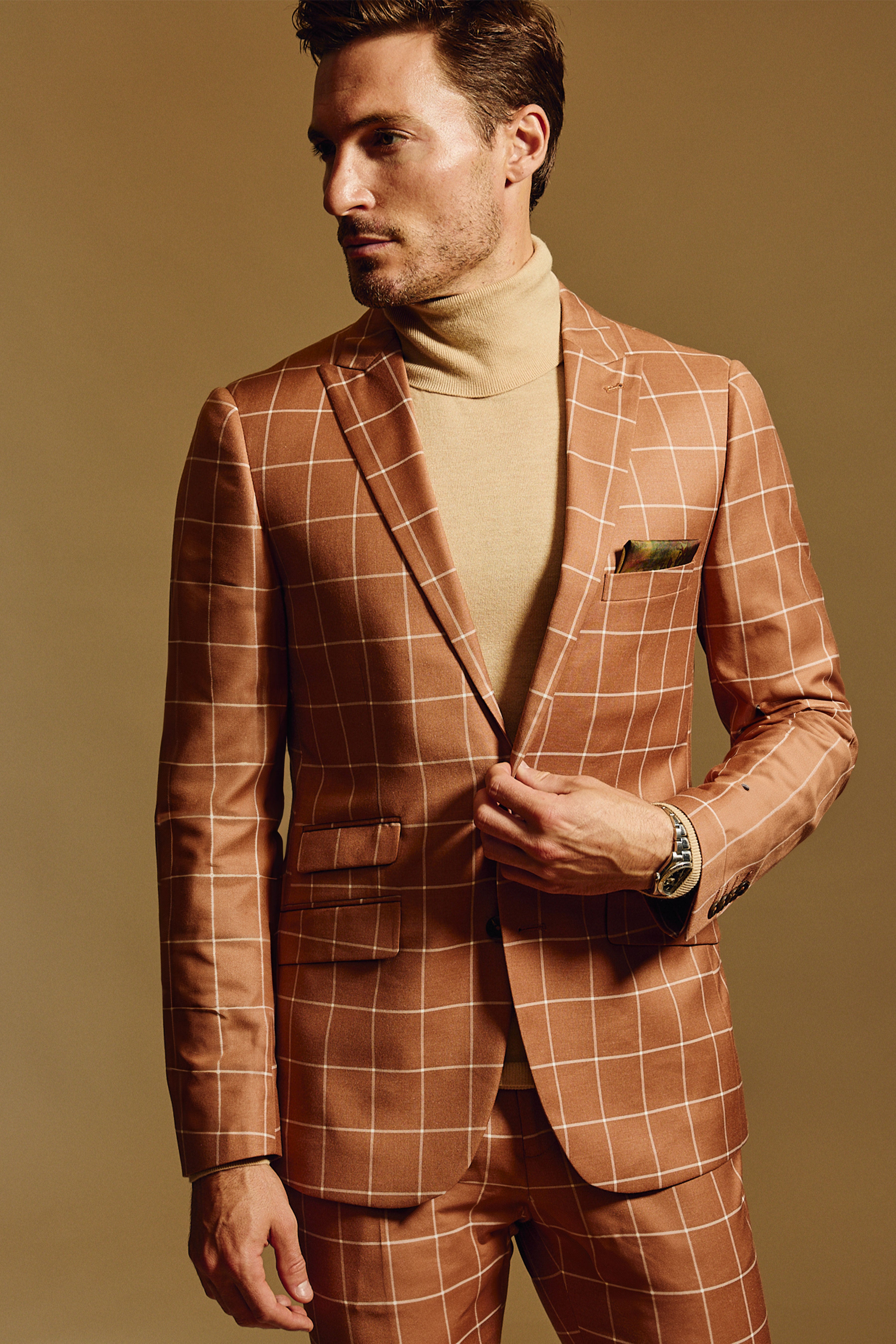 Ashton Peak Jacket - slim - Pumpkin Spice Windowpane