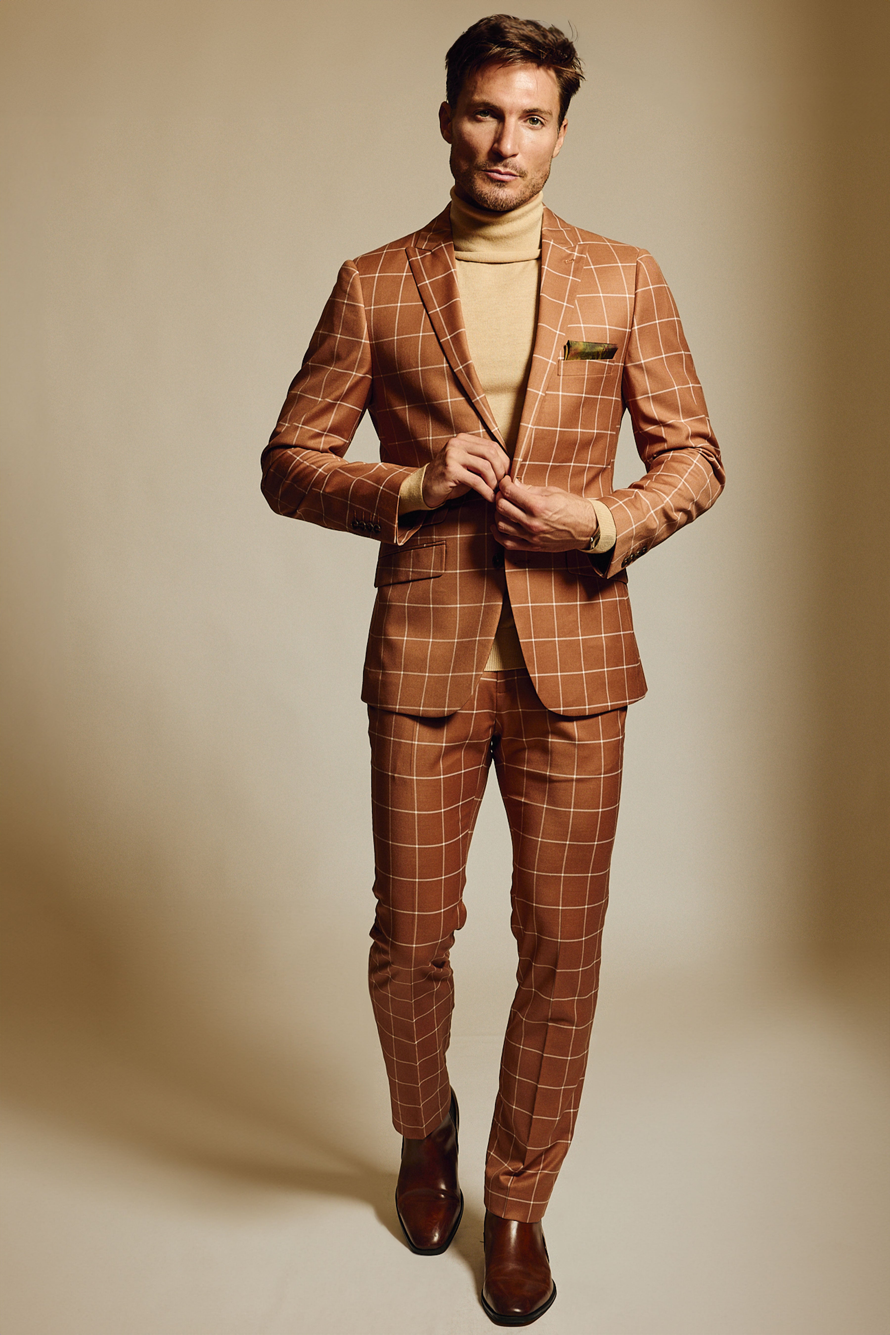 Ashton Peak Jacket - slim - Pumpkin Spice Windowpane