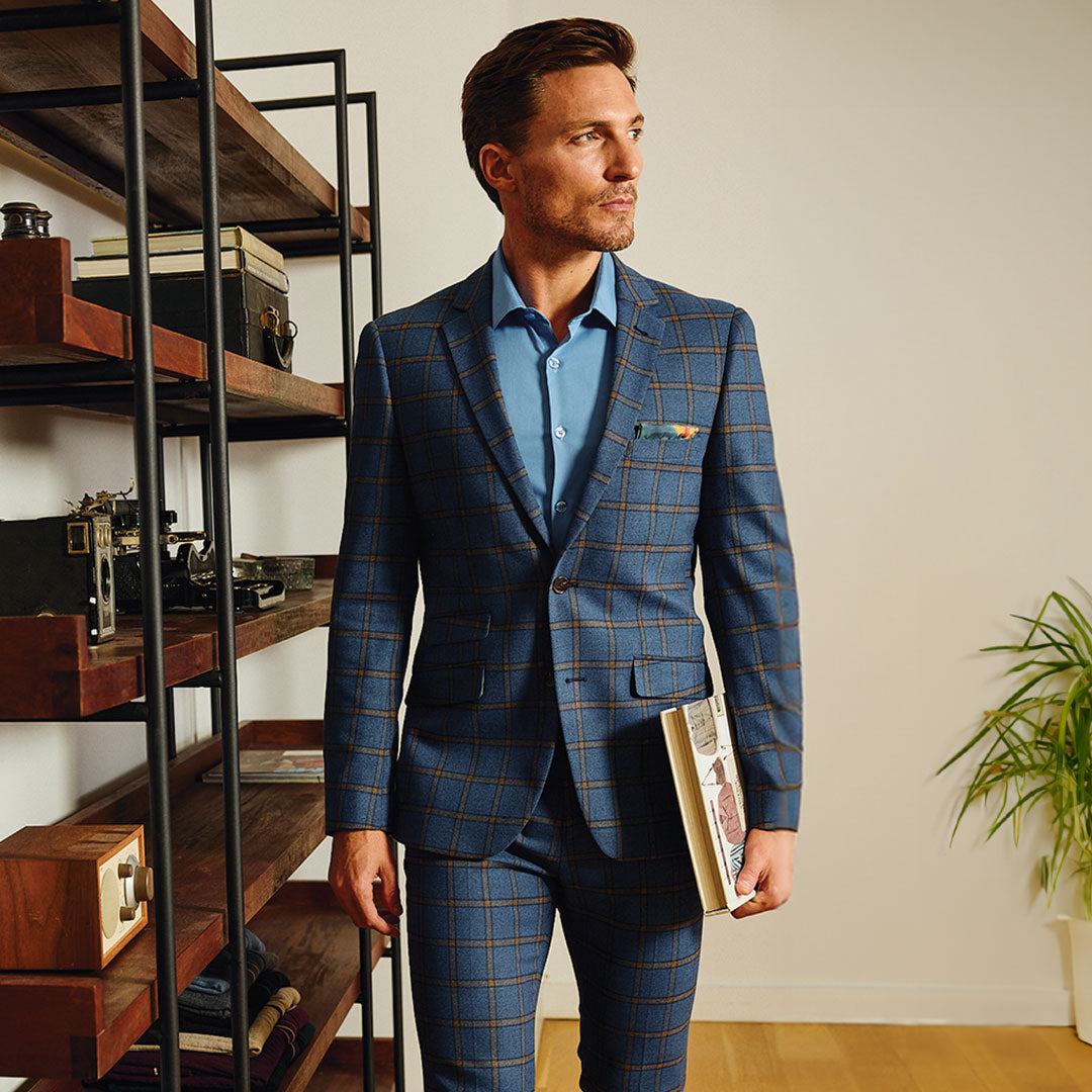 Dover Notch Jacket - slim - Blue Yellow Windowpane