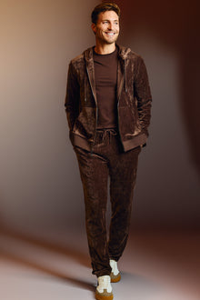  Velvet Wide Leg Sweatpants - Chocolate Brown Velvet